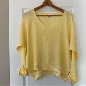 Main Strip Loose Knit Deep V-Neck Oversize Sweater Hi Lo Sz M/L w MEASUREMENTS